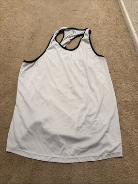 White Racerback Tank with Black Trim